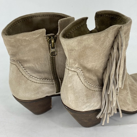 8 1/2 SAM EDELMAN LOUIE FRINGE SUEDED LEATHER ANKLE BOOTS BOOTIES WOMENS… - Picture 7 of 10